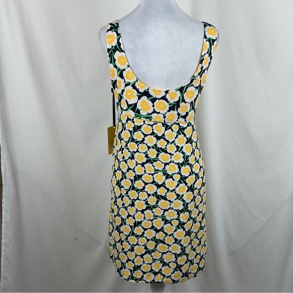 Diane Von Furstenberg Black Yellow Bold Floral BabyDoll Chic Dress NWT Size 14 - Picture 5 of 13